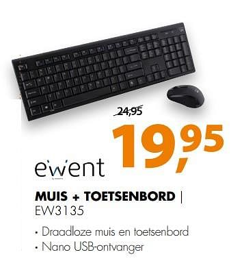 Aanbiedingen Ewent muis + toetsenbord ew3135 - Ewent - Geldig van 12/08/2017 tot 20/08/2017 bij Expert