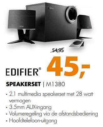 Aanbiedingen Edifier speakerset m1380 - Edifier - Geldig van 12/08/2017 tot 20/08/2017 bij Expert