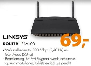 Aanbiedingen Linksys router ea6100 - Linksys - Geldig van 12/08/2017 tot 20/08/2017 bij Expert