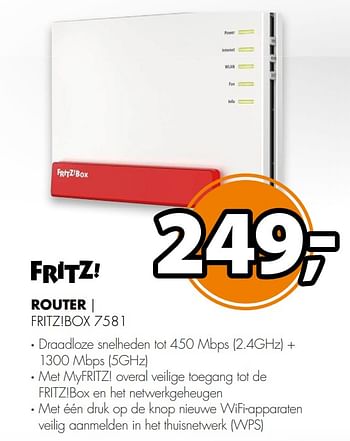Aanbiedingen Fritz router fritz!box 7581 - Fritz - Geldig van 12/08/2017 tot 20/08/2017 bij Expert