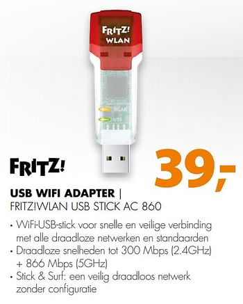 Aanbiedingen Fritz usb wifi adapter fritz!wlan usb stick ac 860 - Fritz - Geldig van 12/08/2017 tot 20/08/2017 bij Expert