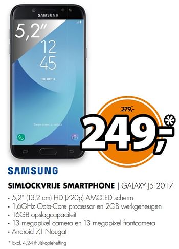 Aanbiedingen Samsung simlockvrije smartphone galaxy j5 2017 - Samsung - Geldig van 12/08/2017 tot 20/08/2017 bij Expert
