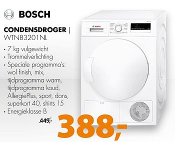Aanbiedingen Bosch condensdroger wtn83201nl - Bosch - Geldig van 12/08/2017 tot 20/08/2017 bij Expert
