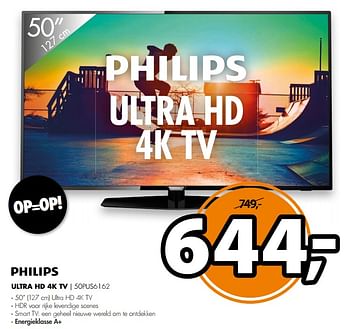 Aanbiedingen Philips ultra hd 4k tv 50pus6162 - Philips - Geldig van 12/08/2017 tot 20/08/2017 bij Expert
