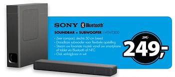 Aanbiedingen Sony soundbar + subwoofer htmt300 - Sony - Geldig van 12/08/2017 tot 20/08/2017 bij Expert