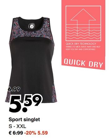 Aanbiedingen Sport singlet - Huismerk - Wibra - Geldig van 07/08/2017 tot 19/08/2017 bij Wibra