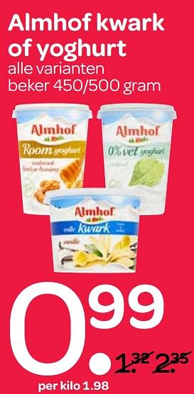 Aanbiedingen Almhof kwark of yoghurt - Almhof - Geldig van 10/08/2017 tot 23/08/2017 bij Spar