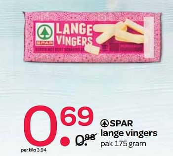 Aanbiedingen Spar lange vingers - Spar - Geldig van 10/08/2017 tot 23/08/2017 bij Spar