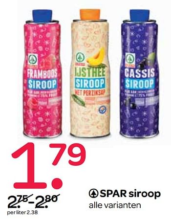 Aanbiedingen Spar siroop - Spar - Geldig van 10/08/2017 tot 23/08/2017 bij Spar