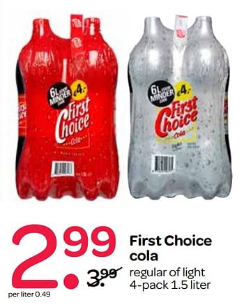 Aanbiedingen First choice cola - First choice - Geldig van 10/08/2017 tot 23/08/2017 bij Spar