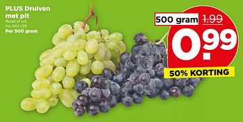Aanbiedingen Plus druiven met pit - Huismerk - Plus - Geldig van 13/08/2017 tot 19/08/2017 bij Plus