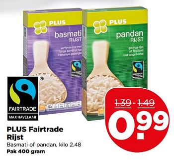 Aanbiedingen Plus fairtrade rijst - Fair Trade - Geldig van 13/08/2017 tot 19/08/2017 bij Plus