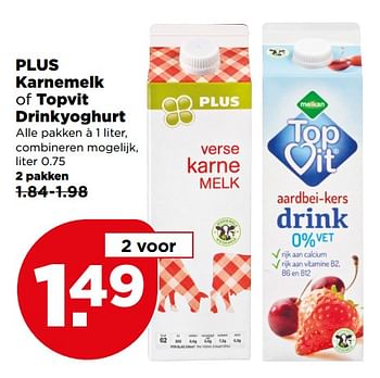 Aanbiedingen Plus karnemelk of topvit drinkyoghurt - Huismerk - Plus - Geldig van 13/08/2017 tot 19/08/2017 bij Plus