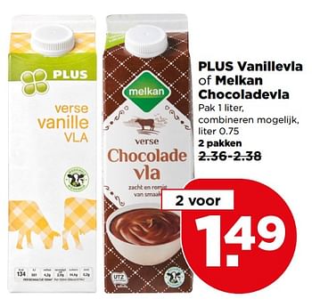 Aanbiedingen Plus vanillevla of melkan chocoladevla - Huismerk - Plus - Geldig van 13/08/2017 tot 19/08/2017 bij Plus