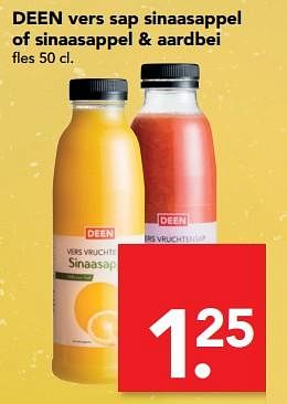 Aanbiedingen Deen vers sap sinaasappel of sinaasappel + aardbei - Huismerk deen supermarkt - Geldig van 13/08/2017 tot 19/08/2017 bij Deen Supermarkten