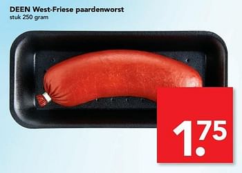 Aanbiedingen Deen west-friese paardenworst - Huismerk deen supermarkt - Geldig van 13/08/2017 tot 19/08/2017 bij Deen Supermarkten