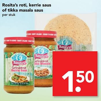 Aanbiedingen Rosita`s roti, kerrie saus of tikka masala saus - Huismerk deen supermarkt - Geldig van 13/08/2017 tot 19/08/2017 bij Deen Supermarkten