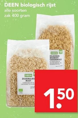 Aanbiedingen Deen biologisch rijst - Huismerk deen supermarkt - Geldig van 13/08/2017 tot 19/08/2017 bij Deen Supermarkten