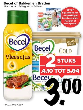 Aanbiedingen Becel of bakken en braden - Becel - Geldig van 13/08/2017 tot 19/08/2017 bij Vomar