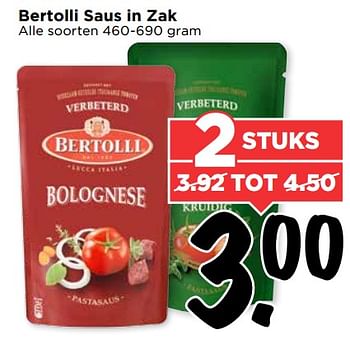 Aanbiedingen Bertolli saus in zak - Bertolli - Geldig van 13/08/2017 tot 19/08/2017 bij Vomar