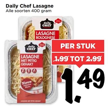 Aanbiedingen Daily chef lasagne - Daily chef - Geldig van 13/08/2017 tot 19/08/2017 bij Vomar