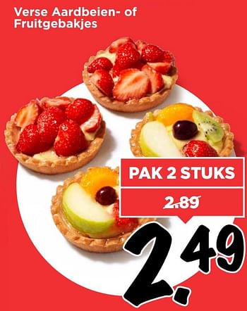 Aanbiedingen Verse aardbeien- of fruitgebakjes - Huismerk Vomar - Geldig van 13/08/2017 tot 19/08/2017 bij Vomar