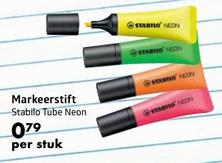 Aanbiedingen Markeerstift stabilo tube neon - Stabilo - Geldig van 10/08/2017 tot 10/09/2017 bij Bruna