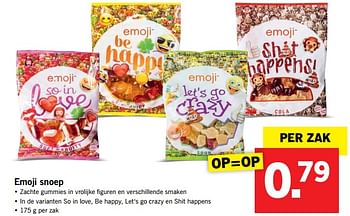 Aanbiedingen Emoji snoep - Emoji - Geldig van 13/08/2017 tot 20/08/2017 bij Lidl