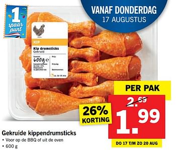 Aanbiedingen Gekruide kippendrumsticks - Huismerk - Lidl - Geldig van 13/08/2017 tot 20/08/2017 bij Lidl