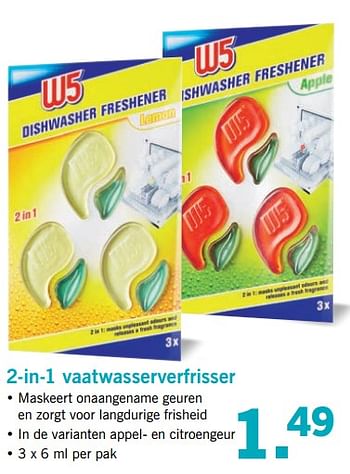 Aanbiedingen 2-in-1 vaatwasserverfrisser - W5 - Geldig van 13/08/2017 tot 20/08/2017 bij Lidl