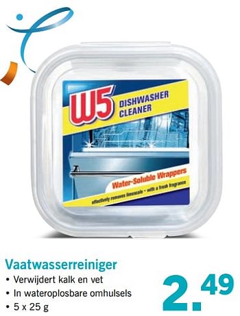 Aanbiedingen Vaatwasserreiniger - W5 - Geldig van 13/08/2017 tot 20/08/2017 bij Lidl