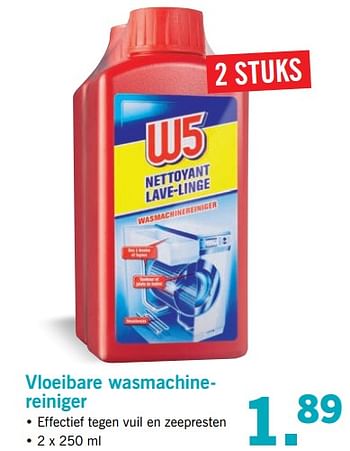 Aanbiedingen Vloeibare wasmachinereiniger - W5 - Geldig van 13/08/2017 tot 20/08/2017 bij Lidl