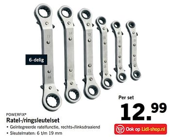 Aanbiedingen Ratel--ringsleutelset - PowerFix - Geldig van 13/08/2017 tot 20/08/2017 bij Lidl