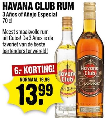 Aanbiedingen Havana club rum - Havana club - Geldig van 13/08/2017 tot 19/08/2017 bij Dirk III