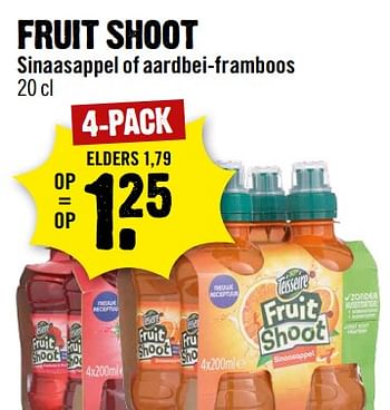 Aanbiedingen Fruit shoot sinaasappel of aardbei-framboos - Fruit Shoot - Geldig van 13/08/2017 tot 19/08/2017 bij Dirk III