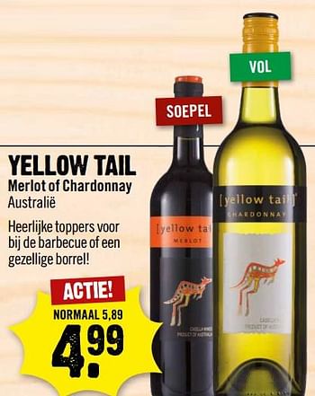 Aanbiedingen Yellow tail merlot of chardonnay australië - Witte wijnen - Geldig van 13/08/2017 tot 19/08/2017 bij Dirk III