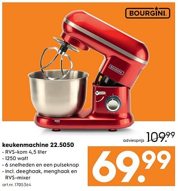 Aanbiedingen Bourgini keukenmachine 22.5050 - Bourgini - Geldig van 12/08/2017 tot 23/08/2017 bij Blokker