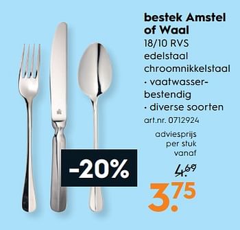 Aanbiedingen Bestek amstel of waal - Huismerk - Blokker - Geldig van 12/08/2017 tot 23/08/2017 bij Blokker