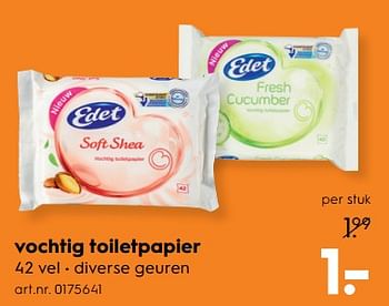 Aanbiedingen Vochtig toiletpapier - Edet - Geldig van 12/08/2017 tot 23/08/2017 bij Blokker