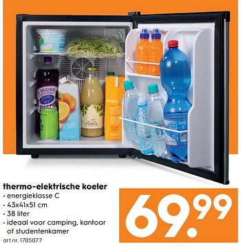 Aanbiedingen Thermo-elektrische koeler - Huismerk - Blokker - Geldig van 12/08/2017 tot 23/08/2017 bij Blokker