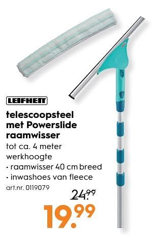 Aanbiedingen Telescoopsteel met powerslide raamwisser - Leifheit - Geldig van 12/08/2017 tot 23/08/2017 bij Blokker