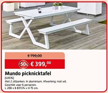 Aanbiedingen Mundo picknicktafel - Bristol - Geldig van 02/08/2017 tot 02/09/2017 bij Overstock