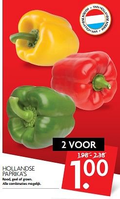 Aanbiedingen Hollandse paprika`s rood, geel of groen - Huismerk - Deka Markt - Geldig van 13/08/2017 tot 19/08/2017 bij Deka Markt
