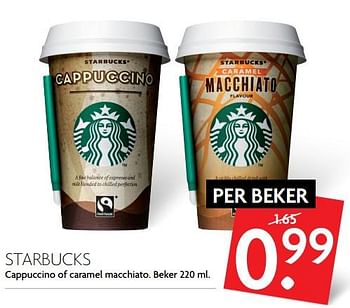 Aanbiedingen Starbucks cappuccino of caramel macchiato - Starbucks - Geldig van 13/08/2017 tot 19/08/2017 bij Deka Markt