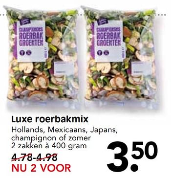 Aanbiedingen Luxe roerbakmix hollands, mexicaans, japans, champignon of zomer - Huismerk - Em-té - Geldig van 13/08/2017 tot 19/08/2017 bij Em-té