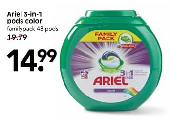 Aanbiedingen Ariel 3-in-1 pods color - Ariel - Geldig van 13/08/2017 tot 19/08/2017 bij Em-té