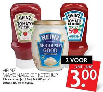 Aanbiedingen Heinz mayonaise of ketchup - Heinz - Geldig van 13/08/2017 tot 19/08/2017 bij Deka Markt