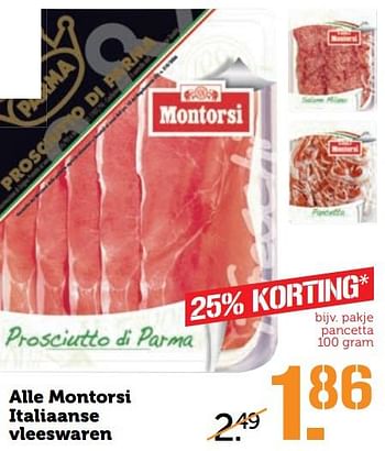 Aanbiedingen Alle montorsi italiaanse vleeswaren - Montorsi - Geldig van 14/08/2017 tot 20/08/2017 bij Coop