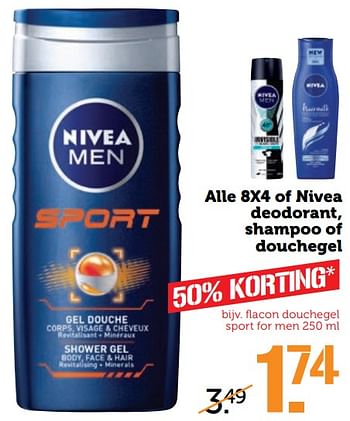 Aanbiedingen Alle 8x4 of nivea deodorant, shampoo of douchegel - Huismerk - Coop - Geldig van 14/08/2017 tot 20/08/2017 bij Coop