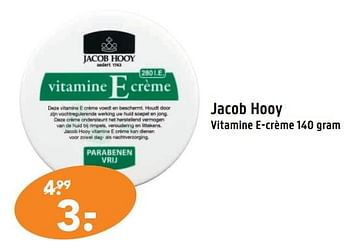 Aanbiedingen Jacob hooy vitamine e-crème - Jacob Hooy - Geldig van 14/08/2017 tot 27/08/2017 bij D.I.O. Drogist